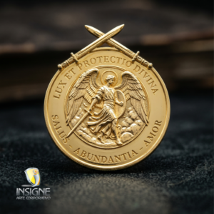 Moneda conmemorativa Angel en acabado dorado brillante