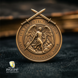 Moneda conmemorativa Angel en acabado plateado bronce