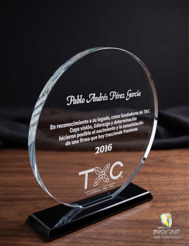 Placa de cristal personalizada con impresión uv, para reconocimientos empresariales